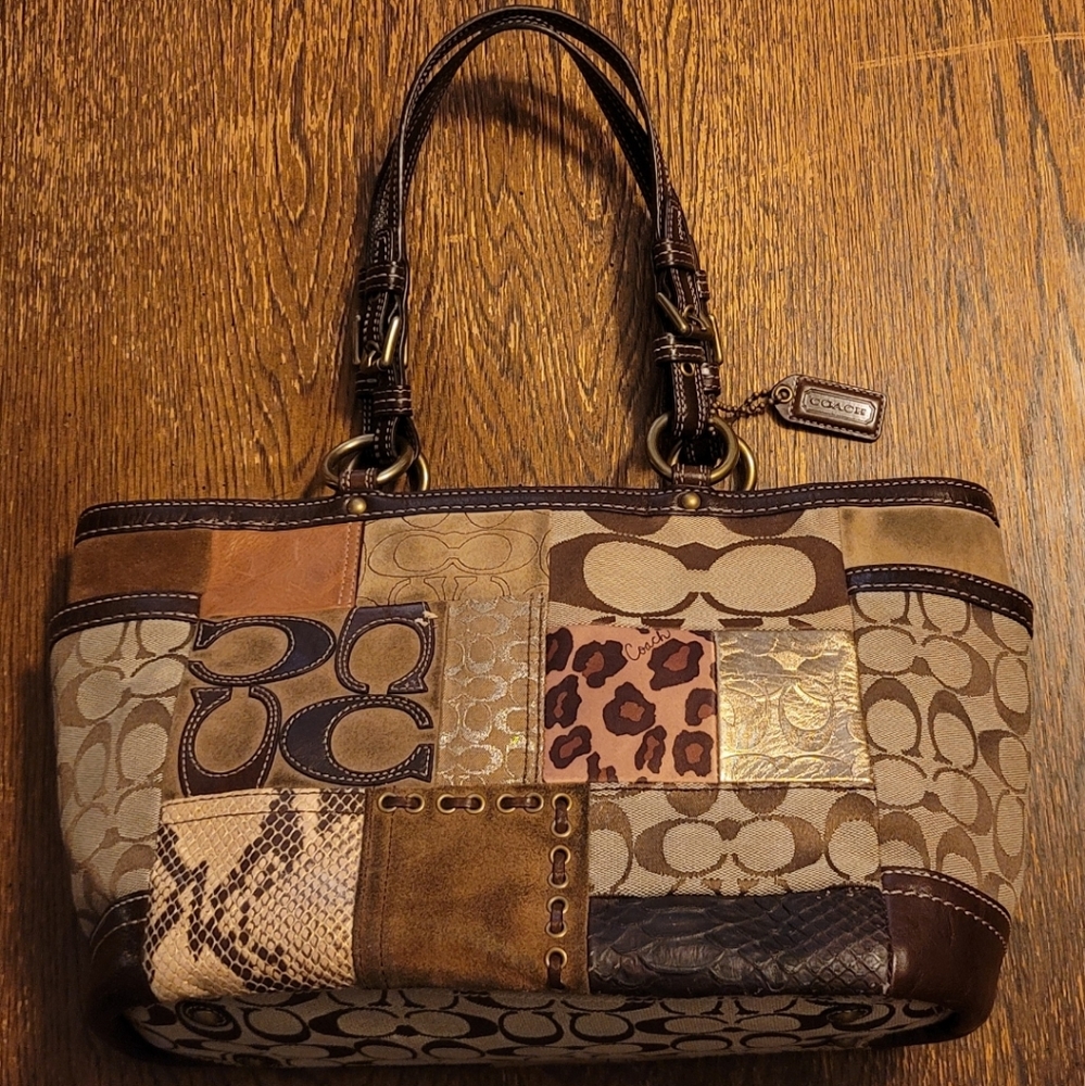 Coach Brown Leather Patchwork Tote